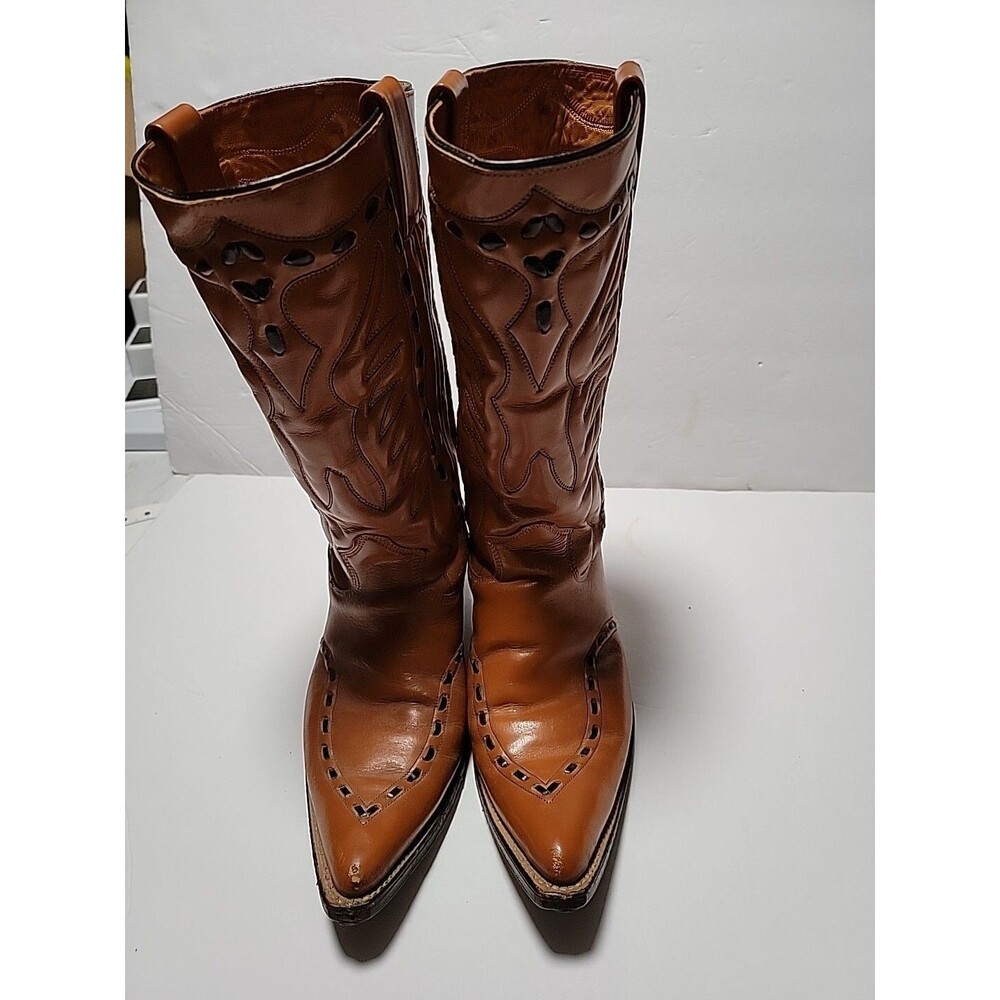 Vintage Texas Boot Company "Texas Buck Moc Boot Cognac Brown Stitched Size 9.5 D